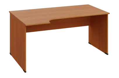 ERL 28 - 164 stůl kancelářský, rohový, levý, dřevěná podnož, deska 25 mm, široký 1600 mm, olše jantar